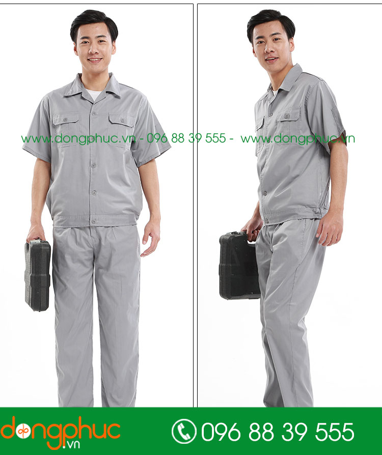 Mẫu bảo hộ màu ghi cộc tay